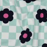 Softsweat - Ruiten en bloemen mint, geborsteld Softsweat - Ruiten en bloemen mint, geborsteld