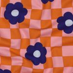 Softsweat - Geruit en bloemen oranje, geborsteld Softsweat - Geruit en bloemen oranje, geborsteld