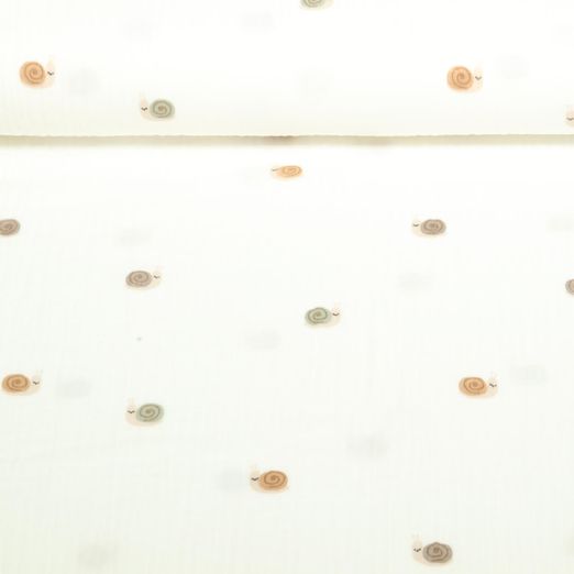 Gaze de coton - Petits escargots Blanc cassé