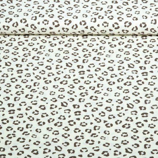 Popeline de coton - Petit motif léopard Beige Marron