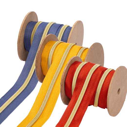 GOLD Reißverschluss 6,5mm Raupe - Meterware - metallisiert GOLD Reißverschluss 6,5mm Raupe - Meterware - metallisiert