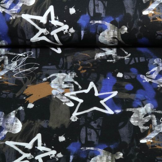 Sweat d'été - French Terry Impression numérique Tableau de graffiti Bleu