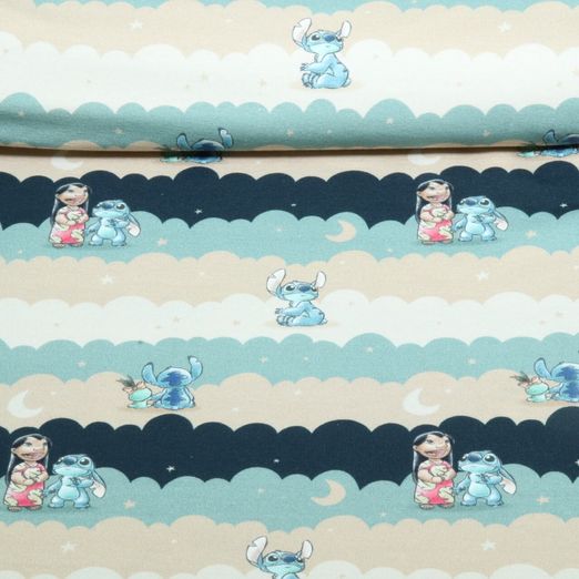 Jersey - Digitaldruck Lilo & Stitch Wolken Blau