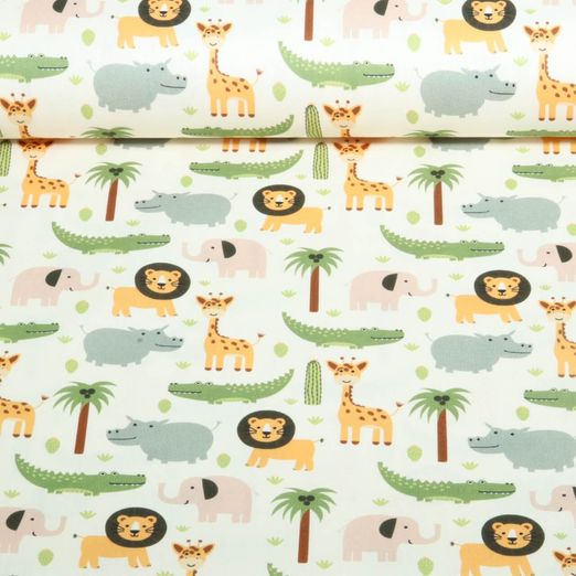 Toile de coton - Impression numérique Animaux sauvages Ecru