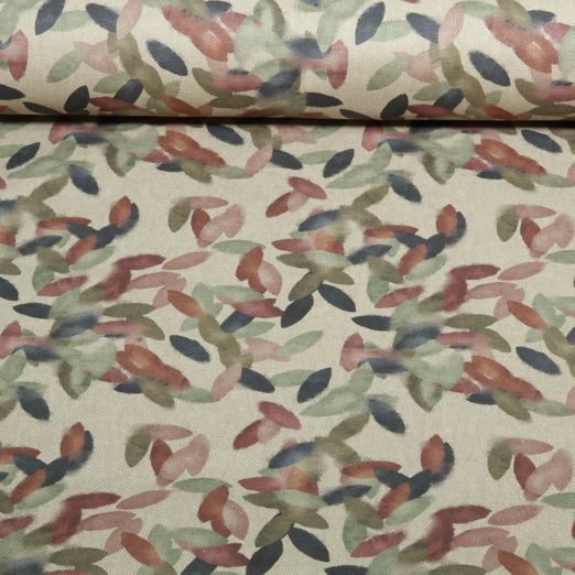 Toile - Impression numérique Effet lin Feuilles Abstrait Beige