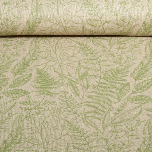 Toile - Impression numérique Effet lin Feuilles Beige