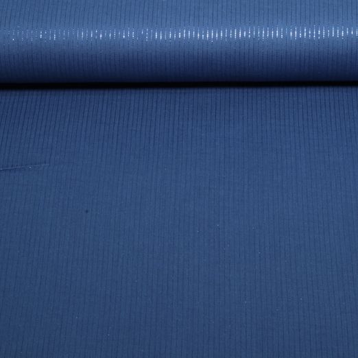 Gaze de coton - Double Gaze Lurex Rayures Bleu