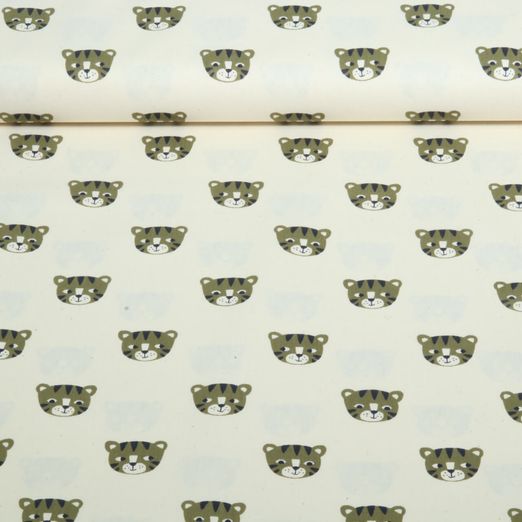 Popeline en coton Bio Nature - Petit tigre Naturel