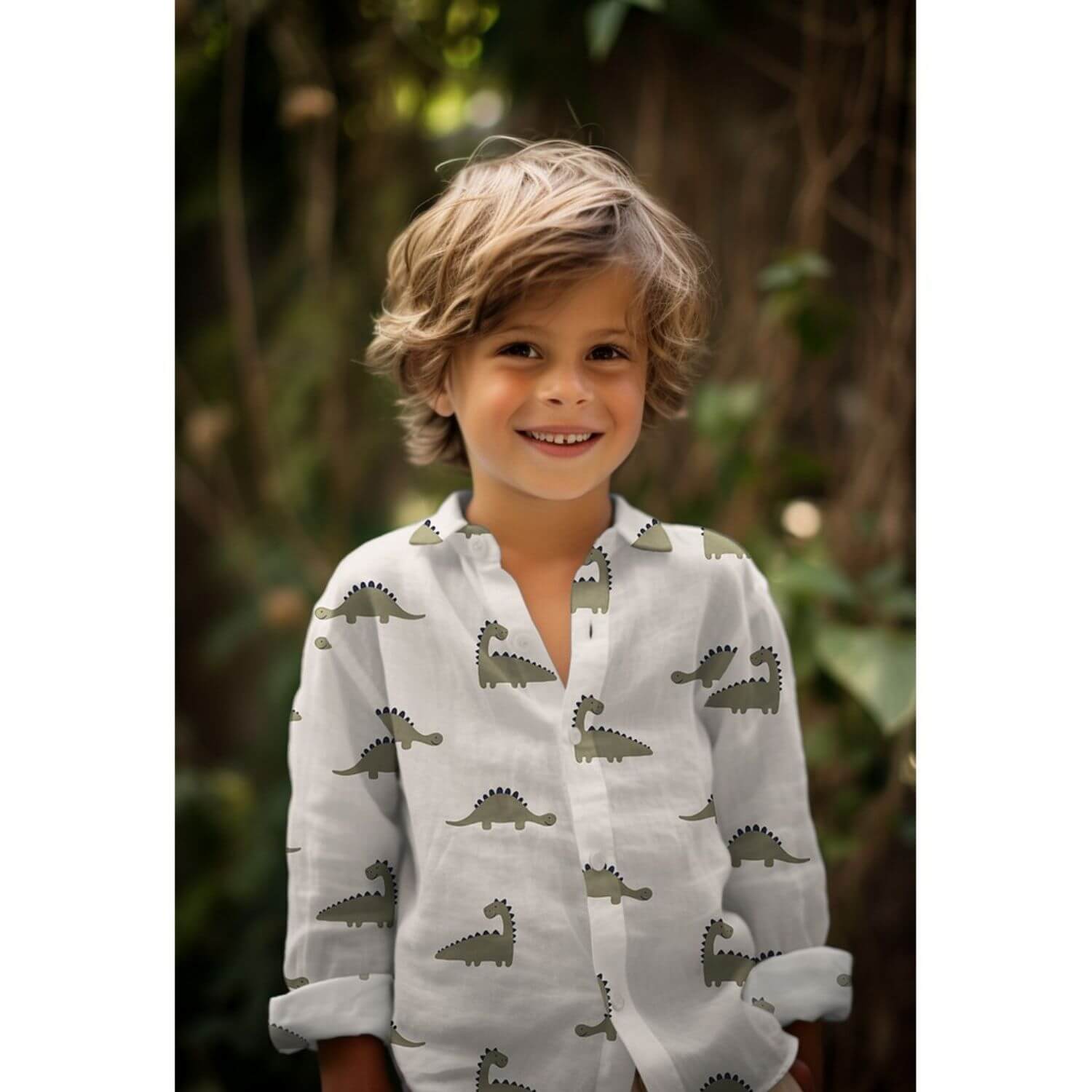 Gaze de coton Bio nature - Dinosaures Verts Naturel-1 Gaze de coton Bio nature - Dinosaures Verts Naturel-1