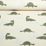 Gaze de coton Bio nature - Dinosaures Verts Naturel