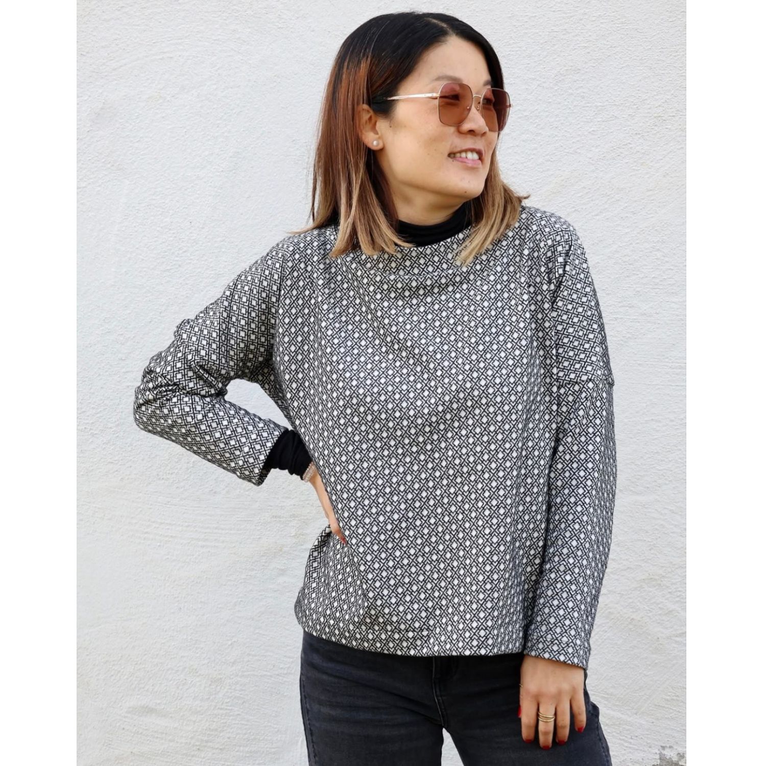 Jersey jacquard bio - Hamburger Liebe Tiny Tango Knit Noir-1 Jersey jacquard bio - Hamburger Liebe Tiny Tango Knit Noir-1