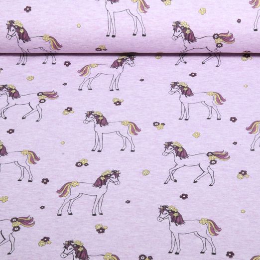 Jersey - Chevaux Brillant Lilas Mélange