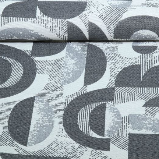 Toile jacquard durable - Motif rétro Gris graphite
