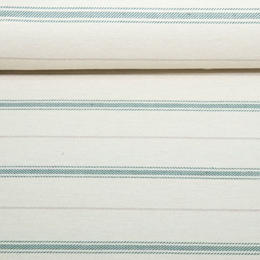Toile lin jacquard durable - Mélange de rayures Ecru Vert