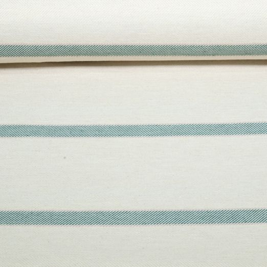 Toile lin jacquard durable - Rayures Ecru Vert