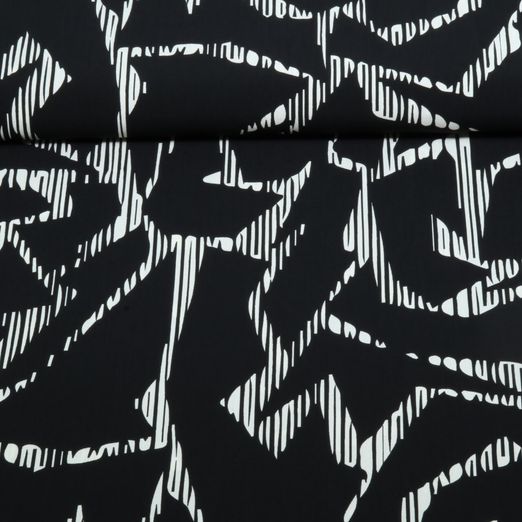 Viscose - Motif abstrait Noir Blanc