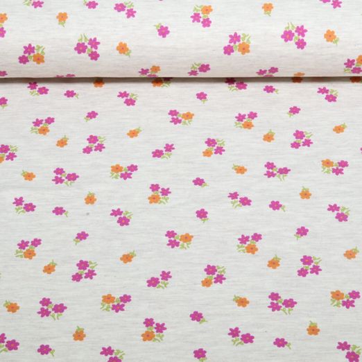 Jersey - Fleurs Fleurs Beige Mélange
