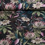 Toile de coton - Impression numérique Fleurs Noir