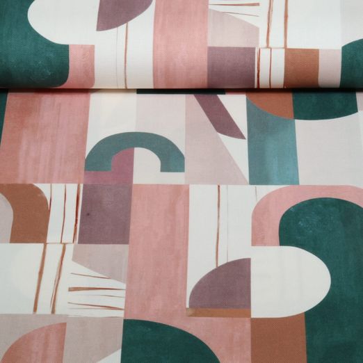 Toile de coton - Impression numérique Effet rétro Multicolore