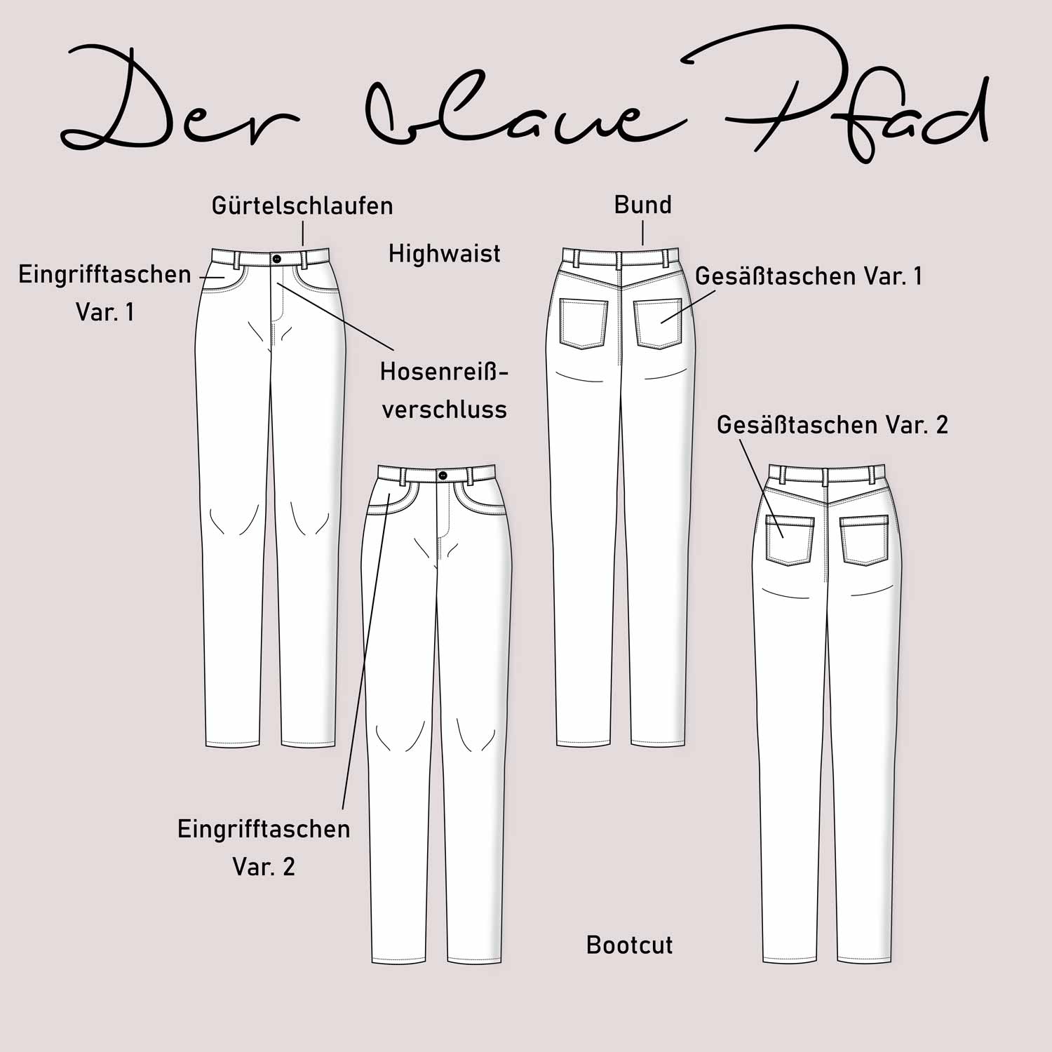 Jeans - Der blaue Pfad Damen Langgrößen- Schnittmuster eBook-1 Jeans - Der blaue Pfad Damen Langgrößen- Schnittmuster eBook-1