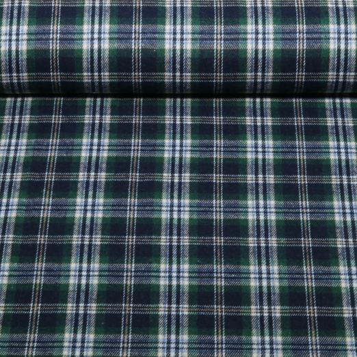 Tissu chemise - Carreaux bûcheron Bleu marine Gratté Teinté dans la masse
