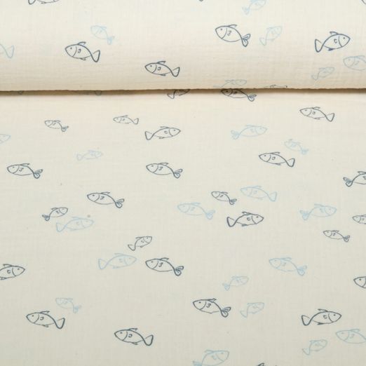 Gaze de coton Bio nature - Poissons Naturel