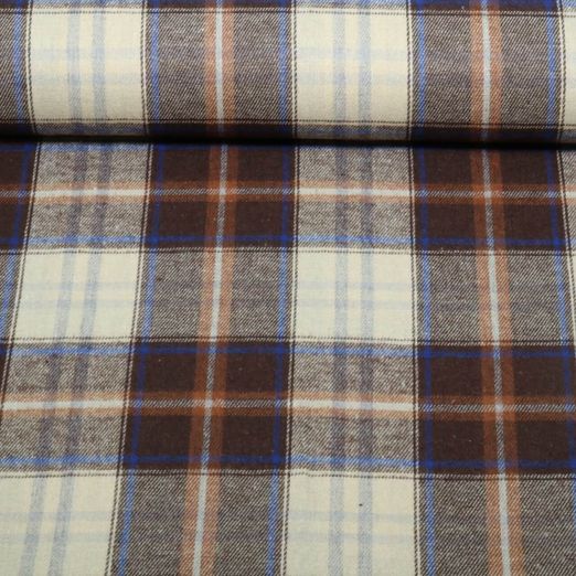Tissu chemise - Carreaux bûcheron Beige Gratté Teinté dans la masse