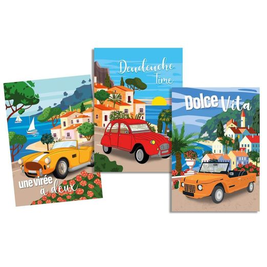 Canvas Geschirrtücher Panel - Oldtimer Multicolor