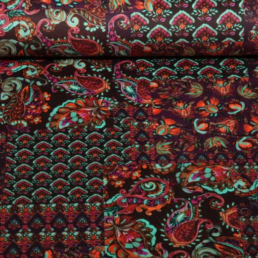 Velours - Patchwork Mélange paisley Bordeaux