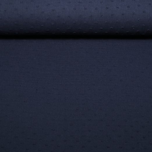 Gaze de coton plumetis - Bleu marine Uni