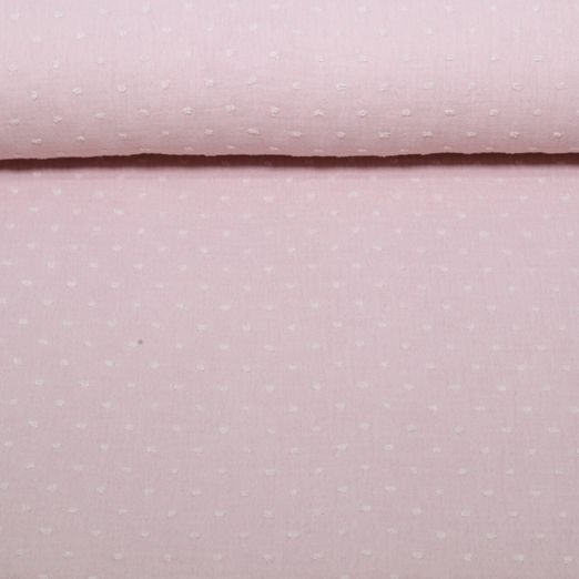 Gaze de coton plumetis - Rose Uni
