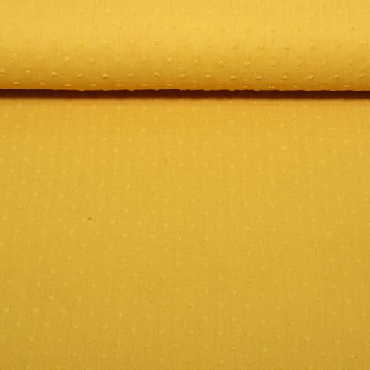Gaze de coton plumetis - Jaune ocre Uni