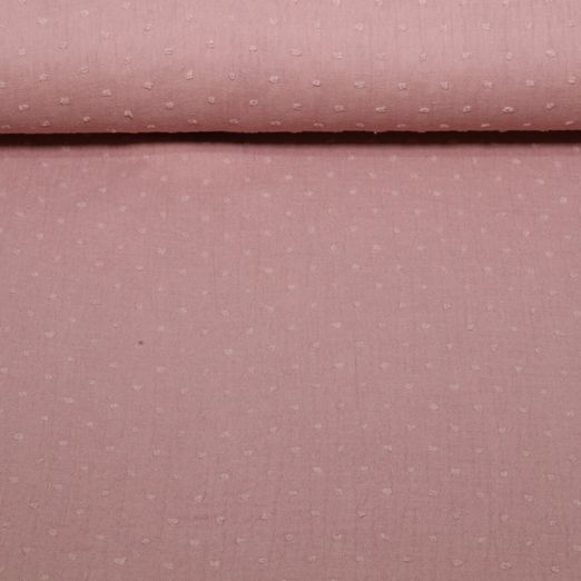 Gaze de coton plumetis - Vieux rose Uni