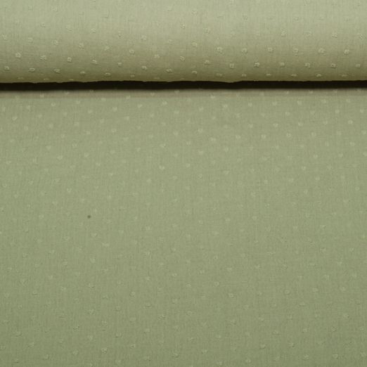 Gaze de coton plumetis - Vert olive Uni