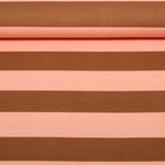 Toile de coton - Rayures Saumon Marron
