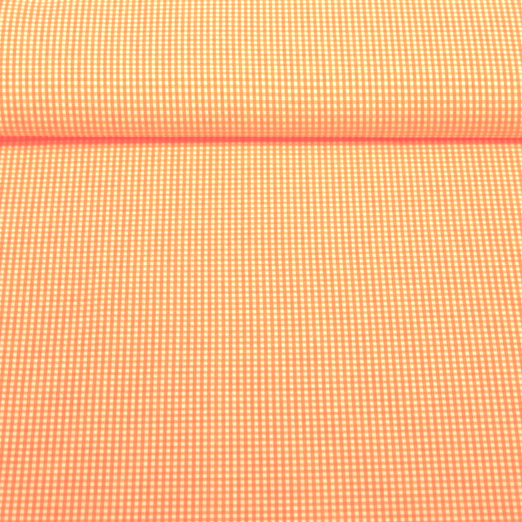 Popeline Seersucker - Carreaux vichy Fluo Orange Popeline Seersucker - Carreaux vichy Fluo Orange