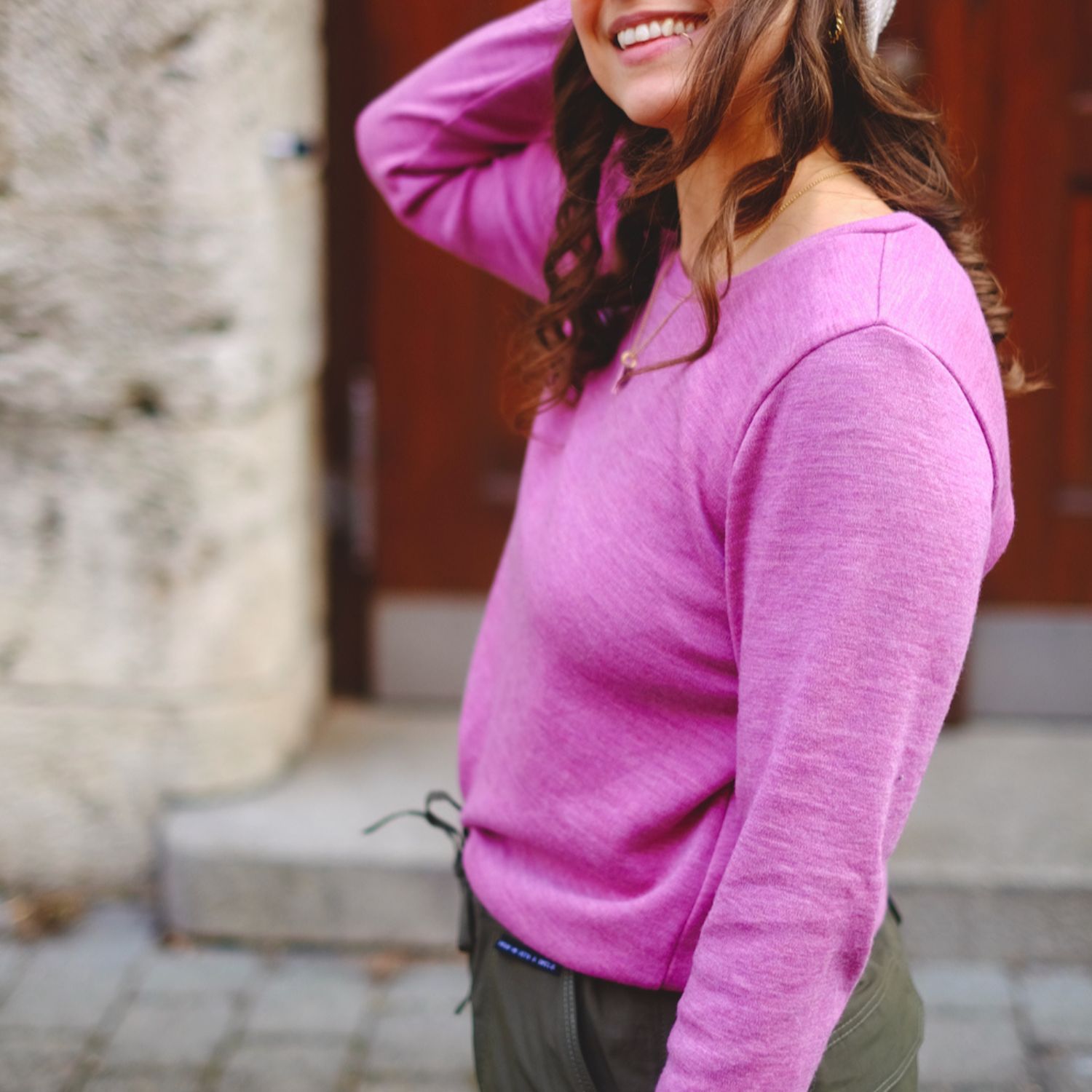 Merino Strickjersey - Pink Melange Mulesingfrei-1 Merino Strickjersey - Pink Melange Mulesingfrei-1