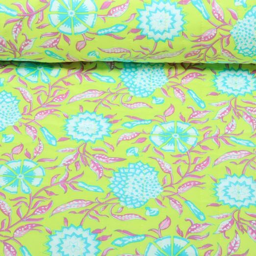 Gesteppter Jackenstoff - Enjoy Kollektion Doubleface Blumen & Ornamente Gelb Wattiert