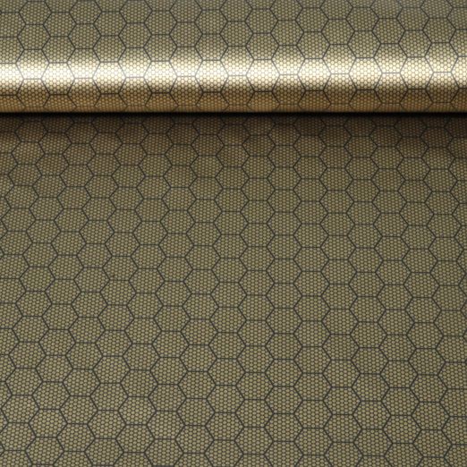 Tissu de doublure thermique - Thermo-isolant Réfléchissant Nid d’abeille Doré Noir