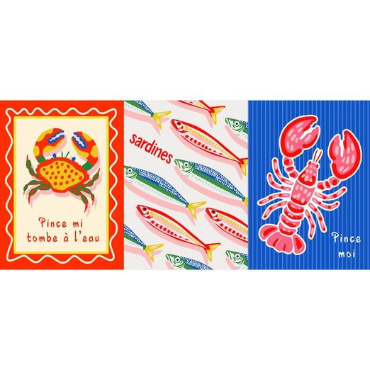 Canvas Geschirrtücher Panel - Lobster und Sardinen Multicolor