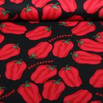 Toile de coton canevas - Aspect lin Poivrons Noir