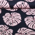 Baumwoll-Canvas - Monstera Blätter Navy