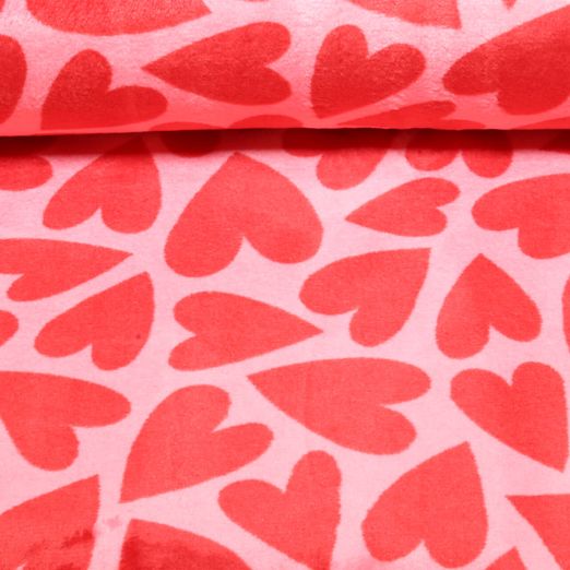 Polaire toute douce - Double face Coeurs Rose
