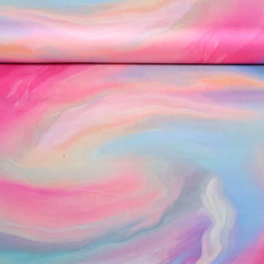 Viskose-Satin - Digital Abstrakt Rosa
