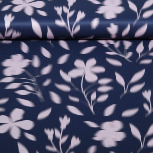 Satin - Digital fleurs bleu marine Satin - Digital fleurs bleu marine