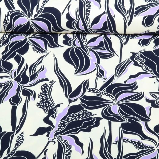 Viscose - Fleurs stretch écru Viscose - Fleurs stretch écru