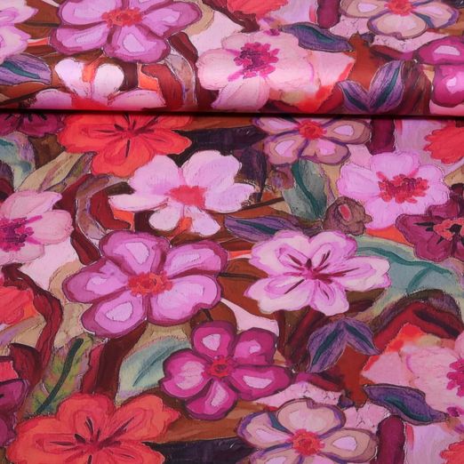 Coton Satin - Fleurs digitales Fuchsia Coton Satin - Fleurs digitales Fuchsia