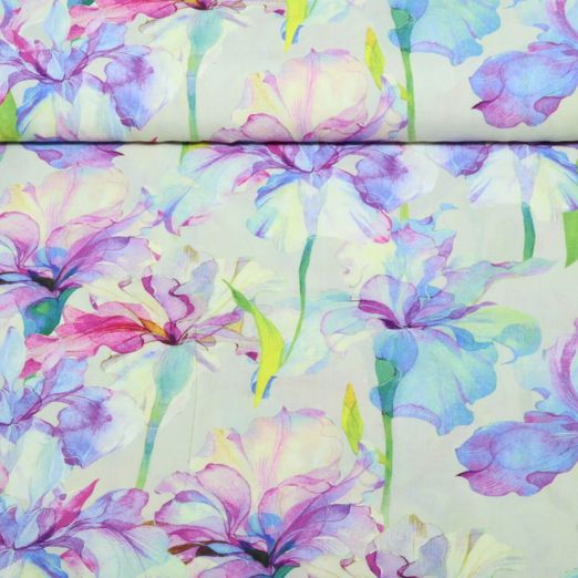 Viscose - Digital fleurs écru