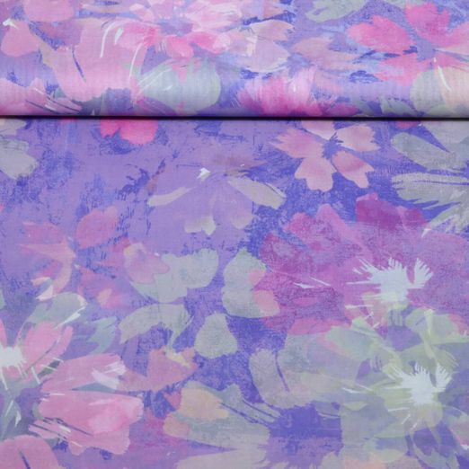 Baumwoll-Voile - Digital Blüten Lavendel Baumwoll-Voile - Digital Blüten Lavendel