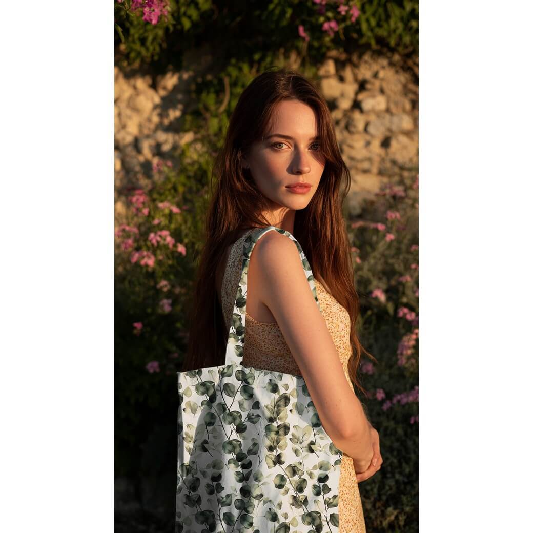 Toile de coton - Digital Eucalyptus Blanc-1 Toile de coton - Digital Eucalyptus Blanc-1